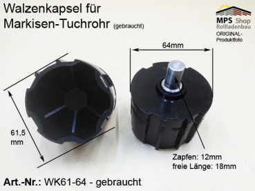 Walzenkapsel Markisen-Tuchrohr 61-64 - GEBRAUCHT