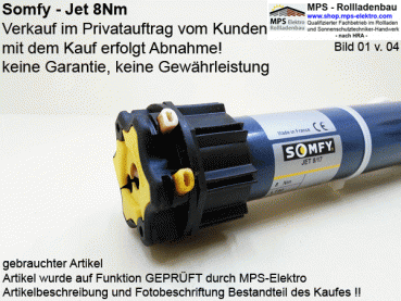 SOMFY Rohrmotor LT50: JET, Universallager, kl.Federring --GEBRAUCHT--