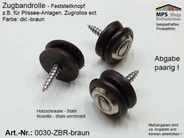 0030-ZBR-braun Zugbandrolle, Feststellknopf, Wickelröllchen PVC