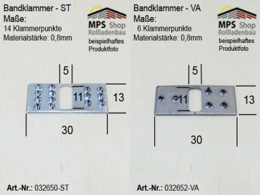 Bandklammer für Zugband Wintergartenbeschattungen 10mm-silber
