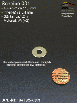 Scheibe VA (A2) 001 (klein) ca. 5,3 x 15mm