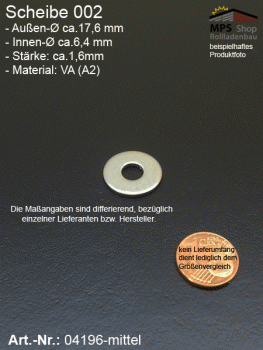 Scheibe VA (A2) 002 (mittel) ca. 6,4 x 18mm