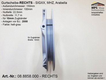 088858000 Gurtscheibe RECHTS - SIGXX vor BJ 2000
