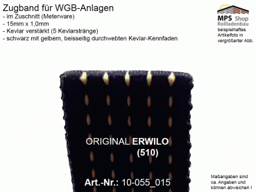 10-055_015. Zugband für ERWILO WGB 510 - 15mm x 1,0mm, schwarz