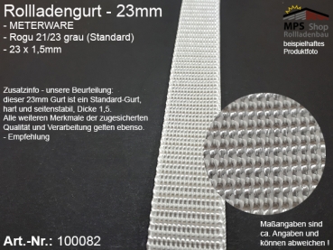 100082 Meterware Rogu 23mm grau, Standard-Rollladengurt