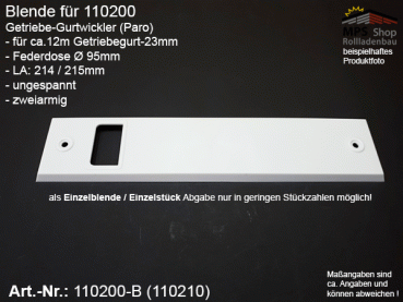 110200-B (110210), PVC-Blende für Paro GETRIEBE-Gurtwickler LA: 215