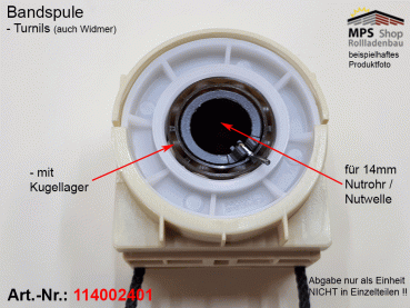 114002401, Bandspule, TEX 6mm, Nutrohr 14mm (Turnils, Widmer) MIT Kugellager