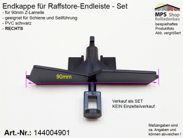 144004901 90-R-Z Endkappe 90mm, RECHTS, PVC-schwarz