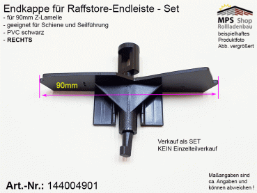 144004901 90-R-Z Endkappe 90mm, RECHTS, PVC-schwarz