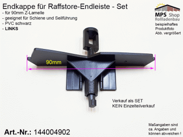 144004902 90-L-Z Endkappe 90mm, LINKS, PVC-schwarz