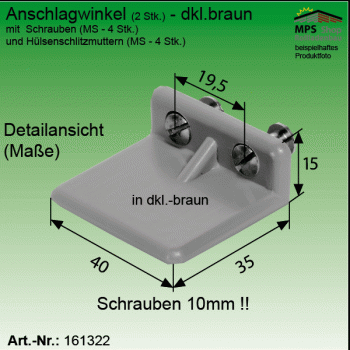 Anschlagwinkel, PVC dkl.braun, 10mm Hülsenmuttern & Schrauben