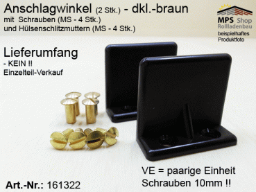 Anschlagwinkel, PVC dkl.braun, 10mm Hülsenmuttern & Schrauben