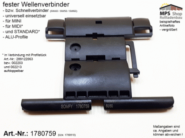 1780759 fester Wellenverbinder, Schnellverbinder MINI, MIDI u. STANDARD Profile - SW40 - SW60