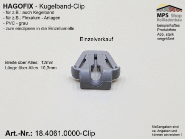 18.4061.0000-Clip, HAGOFIX, PVC-Clip-Einzelverkauf, grau, für Kugelband