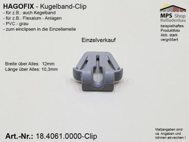 18.4061.0000-10er-Clip, HAGOFIX, PVC-Clip-10er Riegel, grau, für Kugelband