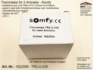 1822099-TR2-U-230V~ / Trennrelais für 2 Antriebe, Zentralsteuerung möglich - Somfy