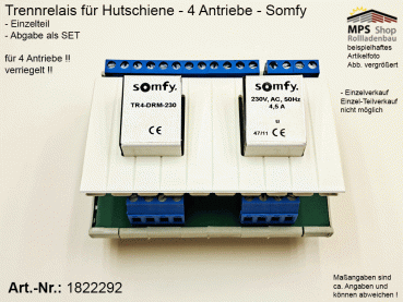 1822292-TR4-DRM-230V~ / Trennrelais für 4 Antriebe für Hutschiene - Somfy