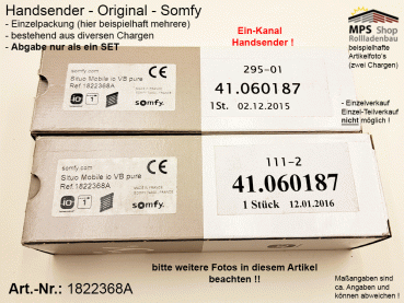 1822368A-Situo Mobile IO VB pure Handsender EIN-Kanal - SOMFY (Inventur-Verkauf) bitte Artikelbeschreibung lesen !!
