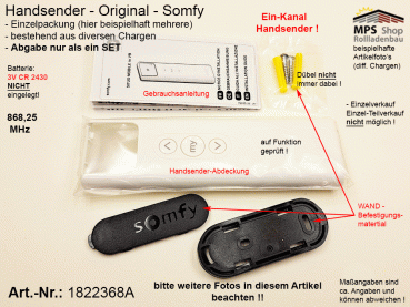 1822368A-Situo Mobile IO VB pure Handsender EIN-Kanal - SOMFY (Inventur-Verkauf) bitte Artikelbeschreibung lesen !!