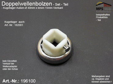 196100 Doppelwellenbolzen SW50-Set, 1 Kugellager 40x15mm