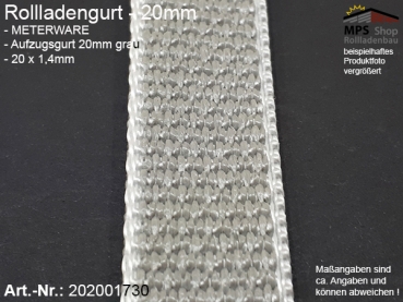 202001730 Meterware Gurt 20mm grau Rollladengurtband Aufzugsgurt