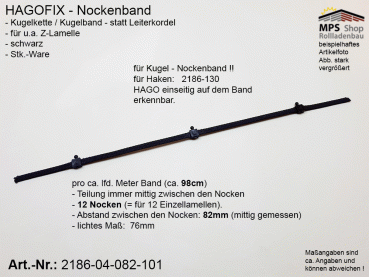 2186-04-082-101, HAGOFIX Nockenband 82mm (Kugelband), schwarz - Stückware