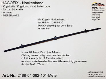 2186-04-082-101, HAGOFIX Nockenband 82mm (Kugelband), schwarz - METERWARE