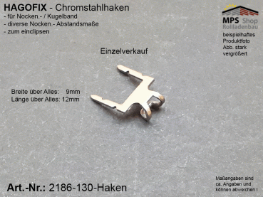 2186-130-Haken, HAGOFIX Chromstahlhaken für Nockenband