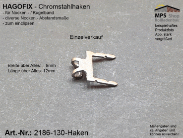 2186-130-Haken, HAGOFIX Chromstahlhaken für Nockenband