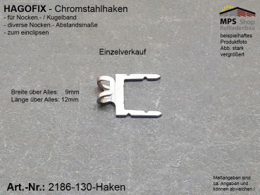 2186-130-Haken, HAGOFIX Chromstahlhaken für Nockenband