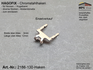 2186-130-Haken, HAGOFIX Chromstahlhaken für Nockenband