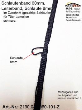 2190.080.060-101-Z schwarz Schlaufenband Leiterband 60mm - ZUSCHNITT