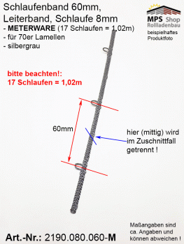 2190.080.060-M silbergrau Schlaufenband Leiterband 60mm - METERWARE