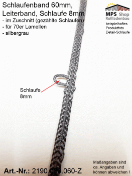 2190.080.060-Z silbergrau Schlaufenband Leiterband 60mm - ZUSCHNITT