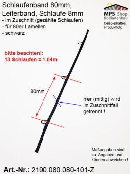 2190.080.080.101-Z schwarz Schlaufenband Leiterband 80mm - ZUSCHNITT