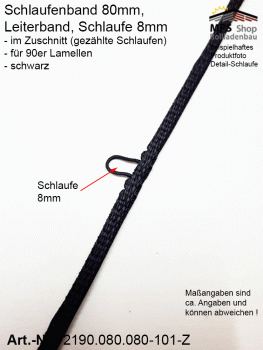 2190.080.080.101-Z schwarz Schlaufenband Leiterband 80mm - ZUSCHNITT