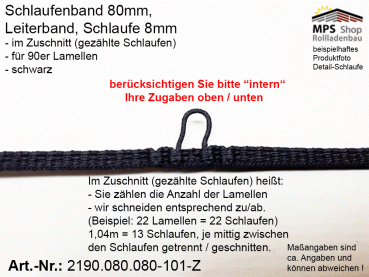 2190.080.080.101-Z schwarz Schlaufenband Leiterband 80mm - ZUSCHNITT
