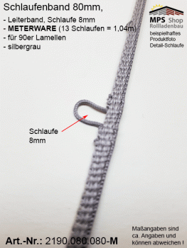 2190.080.080-M silbergrau Schlaufenband Leiterband 80mm - METERWARE