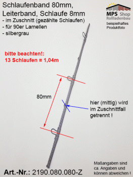 2190.080.080-Z silbergrau Schlaufenband Leiterband 80mm - ZUSCHNITT