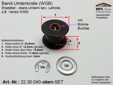 22.30.040 - 18W300+BrzB, Umlenkrolle -OBEN- WGB Varisol W300 - Ersatzteil-Set