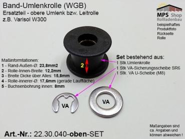 22.30.040 - 18W300+BrzB, Umlenkrolle -OBEN- WGB z.B.: Varisol W300 - Ersatzteil-Set