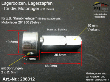 286012 Lagerzapfen, Lagerbolzen Steckzapfen für Motorkopf