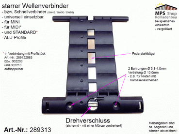 289313, starrer Wellenverbinder, MINI, MIDI, STANDARD Profile, SW40 - SW60, Selve, SecuFix, 4-gliedrig