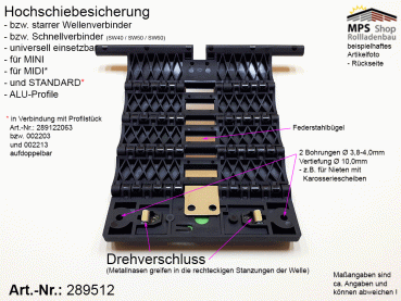 289512, Hochschiebesicherung, MINI, MIDI, STANDARD Profile, SW40 - SW60, Selve, SecuBlock, rapid, 3-gliedrig