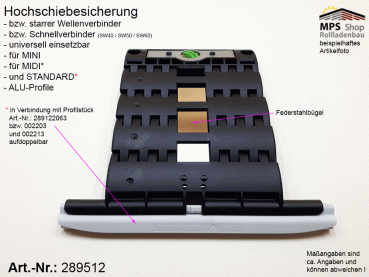 289512, Hochschiebesicherung, MINI, MIDI, STANDARD Profile, SW40 - SW60, Selve, SecuBlock, rapid, 3-gliedrig