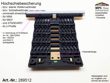 289512, Hochschiebesicherung, MINI, MIDI, STANDARD Profile, SW40 - SW60, Selve, SecuBlock, rapid, 3-gliedrig