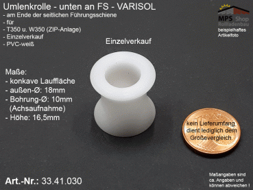 33.41.030 Umlenkrolle an seitlicher Führungsschiene - z.B. VARISOL T350 / W350 (ZIP-Anlage)