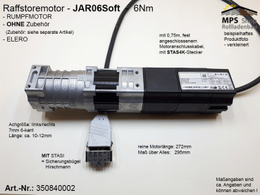 350840002, JA R 06Soft, Raffstoremotor ELERO 6Nm - RUMPFMOTOR