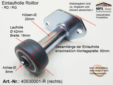 Rolltor Einlaufrolle Doppel PA-77 L/R Rolle Rolladen Rollladen Laufrolle Tor 