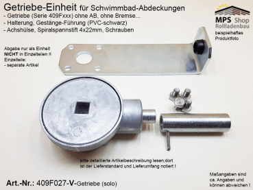 409F027-V Getriebe (solo) 3:1 für Schwimmbad-Abdeckungen, Pool-Abdeckungen, verstärkte Achs-Ausführung